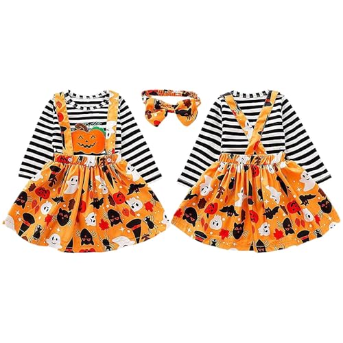 Generisch Neugeborenes Mädchen Halloween Outfit - Kürbisdrucken Strampler, Hosentuch Rock Stirnband Set | Babyparty -Fotografie Kostüm, Kinderfeiertagskleid für -Feierlichkeiten für ein -Fam Generisch Neugeborenes Mädchen Halloween Outfit - Kürbisdrucken Strampler, Hosentuch Rock Stirnband Set | Babyparty -Fotografie Kostüm, Kinderfeiertagskleid für -Feierlichkeiten für ein -Fam von Generisch