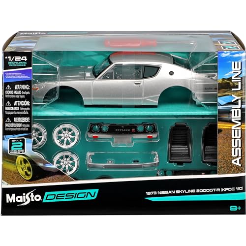 Generisch Nisan Skyline 2000 GT-R KPGC110 Typ C110 Coupe Silber 1972-1977 Bausatz Kit 1/24 Modell Auto von Generisch