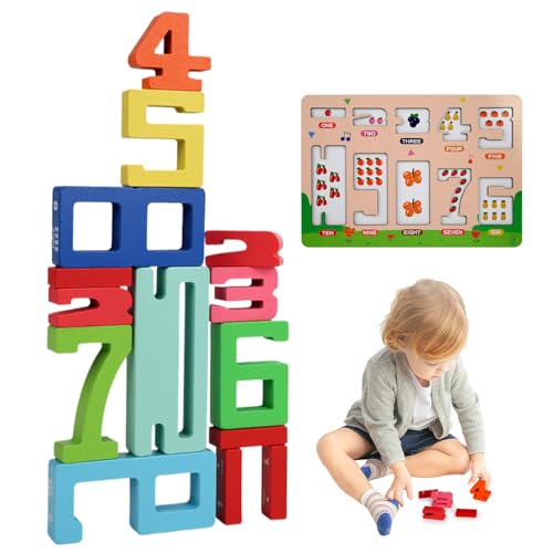 Generisch Number -Bausteine, stapelbare Zählwürfel, STEM -Lernspielzeug 33.8x23.8x2cm/13.31x9.37x0,79 Zoll Spaß und Bildung/farbenfrohes und ansprechendes Design für Feinmotorikfähigkeiten von Generisch