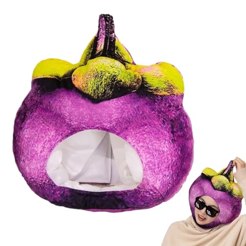Generisch Obsthutkostüm, Plüschfruchthut - Neuheit Mangosteen Kopfbedeckung - Süße Neuheit Plüsch Frucht Mangosten Kopfbedeckungsfoto Requisiten Dress Up Kostüm Kopfbedeckung von Generisch