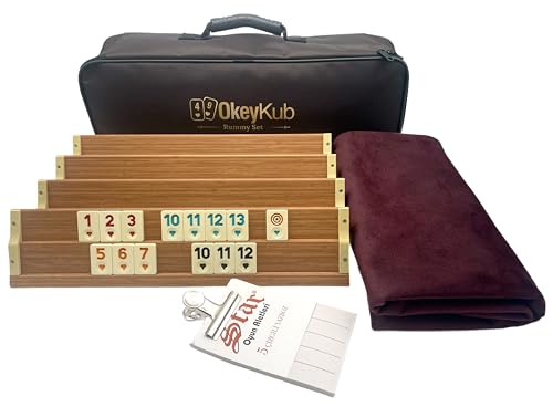 Generisch OkeyKub-Rummy, Romme, Okey Set, mit Tischdecke aus Samtstoff (140x 140cm), in Einer stabilen Tasche, gratis Notizbuch mit Klammer von Generisch