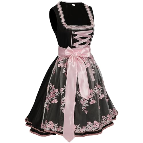 Generisch Oktoberfest Damen Outfit, Damen Kostüm Halloween Bodysuit Ethnischer Stil Schürze Quadratische Schulter Oktoberfest Bier Kostüm mit Hut Kleider Spitze Bierfest Mädchen von Generisch