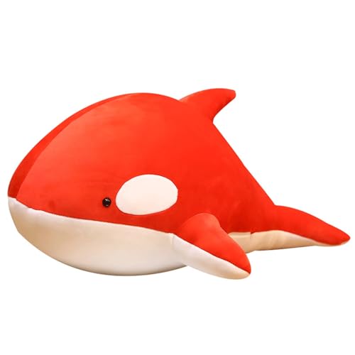 Generisch Orca Kuscheltier XXL Gewicht Delfin Kuscheltiere Wal Plüschtier Fisch Plushie Groß Delphin Plüschtiere Delfine Plush Gewichtskuscheltier für Erwachsene(Red,130cm) von Generisch