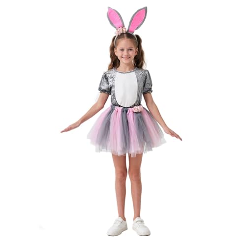Generisch Osterhasen Kostüm Kinder,Ostern Kostüm Hasenkostüm Kinder,Osterkostüm,Mädchen Spaß Osterhase Tanz Saree Set,Für Cosplay Maskerade Karneval Weihnachten Party Thema Halloween von Generisch