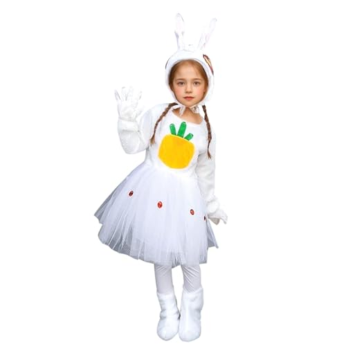 Generisch Osterhasen Kostüm Kinder,Ostern Kostüm Hasenkostüm Kinder,Osterkostüm,Mädchen Spaß Osterhase Tanz Saree Set,Für Cosplay Maskerade Karneval Weihnachten Party Thema Halloween von Generisch