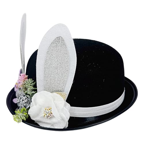 Generisch Osterhasenhut 22x26x9 Cm | Easter Bunny Bowler Hut Dreidimensionaler Hasenohren Hut Mit Filzblumen Verkleidung Accessoire Für Karneval Mottopartys Afternoon Tea Fotoshootings Generisch Osterhasenhut 22x26x9 Cm | Easter Bunny Bowler Hut Dreidimensionaler Hasenohren Hut Mit Filzblumen Verkleidung Accessoire Für Karneval Mottopartys Afternoon Tea Fotoshootings von Generisch