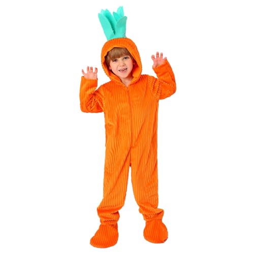 Generisch Ostern Karotten Kostüm,Karotten Overall,Cosplay Kinder Bühne Performance Kostüme,Osterkostüm,Für Maskerade Karneval Weihnachten Party Thema Halloween von Generisch
