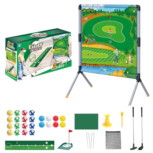 Generisch Outdoor Golf Spiel, Golf Chipping Spiel Schlagmatte Set, Spielset Mit Putting Matte Golfzubehör Sportspielzeug Für Kinder Indoor Outdoor Rasen Garten Camping von Generisch