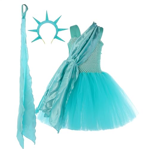 Generisch Patriotisches Kleid für Mädchen | Cosplay -Kostüm für Independence Day Cosplay mit Stirnband - Mikrofaserfutter -Cosplay -Kleid für Partys, Bühnenshows, Cosplay, Halloween und Fotografie von Generisch
