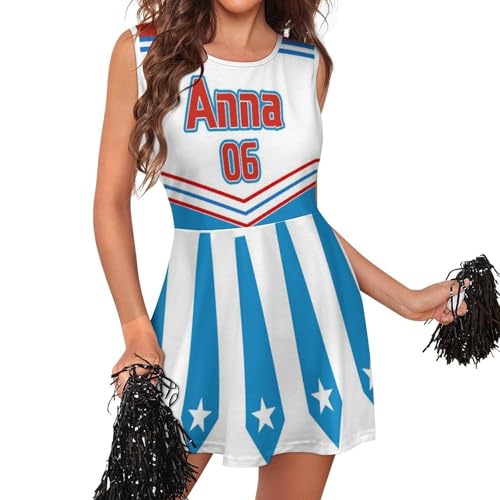 Generisch Personalisiert Cheerleader Kostüm Damen,Cheerleading Outfit mit Ihr Text Name Foto,High School Cheerleader Kostüm,Kostüm Cheerleader für Karneval Mottoparty von Generisch
