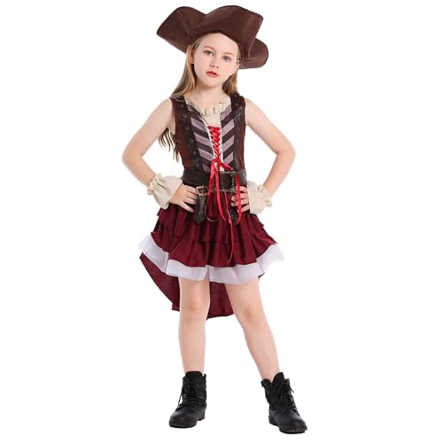 Generisch Piraten Kostüm Kinder Mädchen Halloween Karneval Cosplay Piratenkostüm 5 Teiliges Kostüme Ärmelloses Festkleider Rüschen Partykleid Vintage Kleider Mit Tunnelzug Brown M Generisch Piraten Kostüm Kinder Mädchen Halloween Karneval Cosplay Piratenkostüm 5 Teiliges Kostüme Ärmelloses Festkleider Rüschen Partykleid Vintage Kleider Mit Tunnelzug Brown M von Generisch