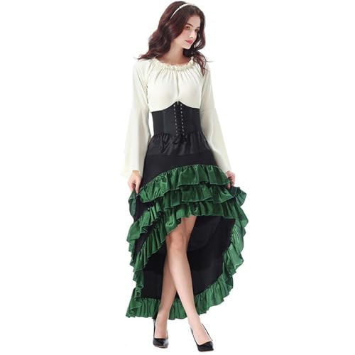Generisch PiratenLook Damen Mittelalter Piratenkostüm Set mit Korsett Oberteil Rock und Hut Fasching Halloween Cosplay Generisch PiratenLook Damen Mittelalter Piratenkostüm Set mit Korsett Oberteil Rock und Hut Fasching Halloween Cosplay von Generisch