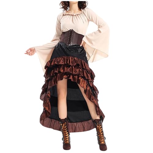 Generisch PiratenLook Damen Mittelalter Piratenkostüm Set mit Korsett Oberteil Rock und Hut Fasching Halloween Cosplay Generisch PiratenLook Damen Mittelalter Piratenkostüm Set mit Korsett Oberteil Rock und Hut Fasching Halloween Cosplay von Generisch
