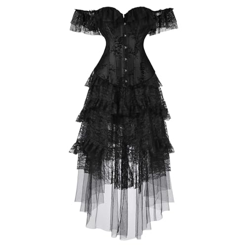 Generisch Piratenkostüm Damen Viktorianisches Mittelalter Kleid Gothic Kleidung Steampunk Vampir Renaissance Maxikleid Other1 XL von Generisch