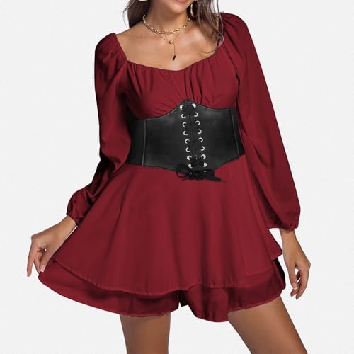 Generisch Piratenkostüm Damen mit Schwarz Korsett Gürtel Piraten Kostüm Damen, Weißes Swing Pirat Kleid Rüschenkleid mit Shorts A-Linien Piratenkleid, Strandkleid Party Karneval Kostüm Generisch Piratenkostüm Damen mit Schwarz Korsett Gürtel Piraten Kostüm Damen, Weißes Swing Pirat Kleid Rüschenkleid mit Shorts A-Linien Piratenkleid, Strandkleid Party Karneval Kostüm von Generisch