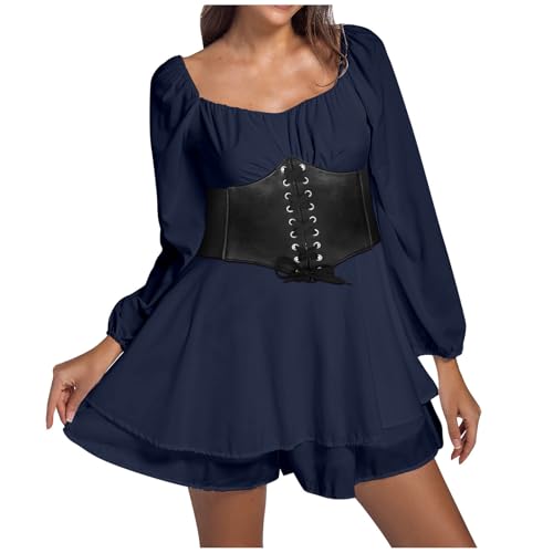 Generisch Piratenkostüm Damen mit Schwarz Korsett Gürtel Piraten Kostüm Damen, Weißes Swing Pirat Kleid Rüschenkleid mit Shorts A-Linien Piratenkleid, Strandkleid Party Karneval Kostüm Generisch Piratenkostüm Damen mit Schwarz Korsett Gürtel Piraten Kostüm Damen, Weißes Swing Pirat Kleid Rüschenkleid mit Shorts A-Linien Piratenkleid, Strandkleid Party Karneval Kostüm von Generisch