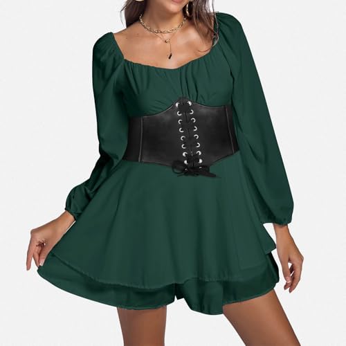 Generisch Piratenkostüm Damen mit Schwarz Korsett Gürtel Piraten Kostüm Damen, Weißes Swing Pirat Kleid Rüschenkleid mit Shorts A-Linien Piratenkleid, Strandkleid Party Karneval Kostüm Generisch Piratenkostüm Damen mit Schwarz Korsett Gürtel Piraten Kostüm Damen, Weißes Swing Pirat Kleid Rüschenkleid mit Shorts A-Linien Piratenkleid, Strandkleid Party Karneval Kostüm von Generisch