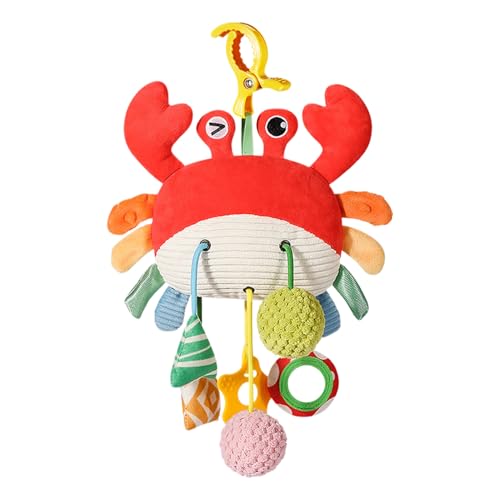 Generisch Plüsch-Krabben-Rasselspielzeug - 22 X 30 cm Ausziehbar Spielzeug Hängespielzeug Babyschale | Kleinkindauto Wind Chime Anhänger - Cartoon Kleinkindbett Krabbenwindspiel Für Kinder von Generisch