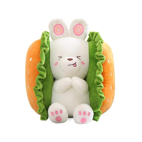 Generisch Plüschhundepuppe, kuschelige Burger -Hundehasen gefüllt, schlafender Begleiter Plüsch, Multifunktional, beruhigend und beruhigend, 25x25 cm/9,84 x 9,84 Zoll für Schlafzimmer Wohnzimmer von Generisch