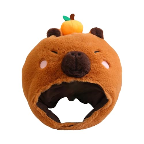 Generisch Plüschhut, lustige Hüte für Kinder,Mode orange Capybara Kopfbedeckung | Neuheit Leichtes Cosplay -Kostüm für Frauen Männer Teenager Kinder Mädchen Mädchen von Generisch