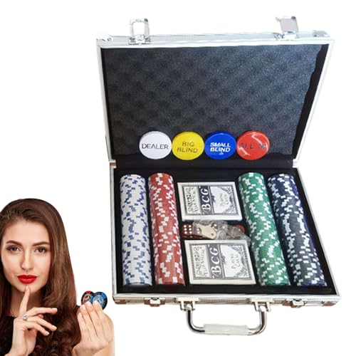 Generisch Poker Kit - Professionelle Chip -Hülle, Leichtes -Set | Langlebige Aluminium -Aufbewahrungskollektion für Turniere Versammlungen Partys Club Nacht Glücksspiele Unterhaltungsferien Freund von Generisch