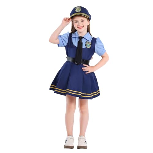 Generisch Polizist Kostüm Kinder Mädchen Halloween Cosplay Kostüme Mit Mütze Zubehör Polizistin Outfit Rundhalsausschnitt Kurzarm Festkleider Rüschen Kleid A-Linie Midikleid Navy M Generisch Polizist Kostüm Kinder Mädchen Halloween Cosplay Kostüme Mit Mütze Zubehör Polizistin Outfit Rundhalsausschnitt Kurzarm Festkleider Rüschen Kleid A-Linie Midikleid Navy M von Generisch
