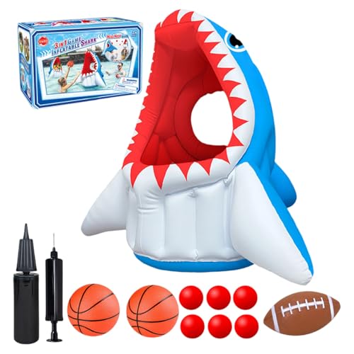 Generisch Poolspielzeug, Hai Aufblasbare Wasserspiele, Basketball, Fußball, Kopfballwerfen, Korbwerfen, Schwimmen im Freien, Schwimmen für Jungen und Mädchen von Generisch
