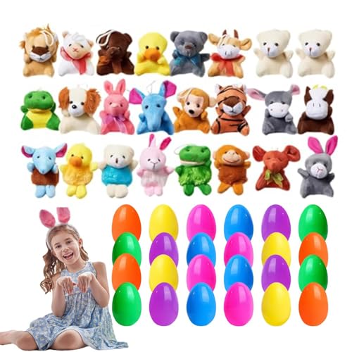 Generisch Prefilled Easter Eggs, Holiday Basket Stuffer, 2.8x2.2in Plush Animal Toys, Soft Cuddly Present, Colorful Surprise Eggs for Kids, Toddler, Boys, Girls, Easter Celebration von Generisch