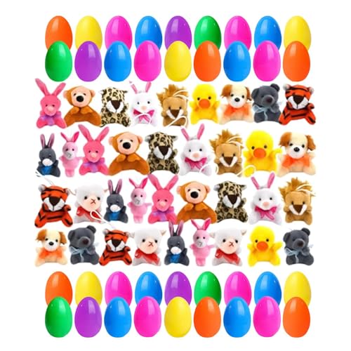 Generisch Prefilled Easter Eggs, Holiday Basket Stuffer, 2.8x2.2in Plush Animal Toys, Soft Cuddly Present, Colorful Surprise Eggs for Kids, Toddler, Boys, Girls, Easter Celebration von Generisch
