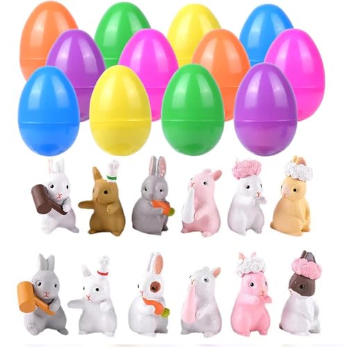 Generisch Prefilled Easter Eggs of Mini Stuffed Animal Toys Basket Stuffer for Kids Easter Egg Hunt Filler and Party Favors, Classroom Prize Supplies (12X) von Generisch