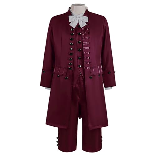 Generisch Prinz Kostüm Herren 3-Teilig - Neu Edelmann Mantel Herren Stickerei Inkl. Anzugweste & Hose Steampunk Jacke Mittelalter Hof Blazer Gothic Anzug Königlicher Prinz Kleidung Karneval Halloween von Generisch