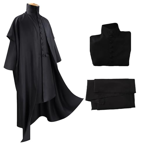 Generisch Professor Kostüm Halloween Erwachsene Männer Schwarz Cosplay Kostüm Anzug Mantel und Umhang Halloween Verkleidung Outfits (M) von Generisch