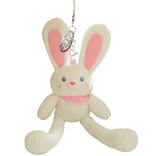 Generisch Pull-Up Bunny Plush Toy, Pull-Out Funny Plush Keychain, Interactive Easter Bunnies Stuffed Animal with Switchable Ears & Legs, Soft Pendant for Bags and Keys von Generisch