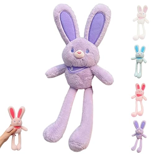 Generisch Pull up Rabbit Plush Toy, Easter Bunny Pull-up Toys, 12" Pull up Rabbit Pendant Bunny Keychain, Interactive Stretchy Design, Handmade Soft Bunny Keychain for Bags and Keys (Purple) von Generisch