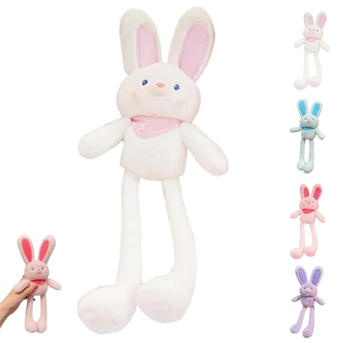 Generisch Pull up Rabbit Plush Toy, Easter Bunny Pull-up Toys, 12" Pull up Rabbit Pendant Bunny Keychain, Interactive Stretchy Design, Handmade Soft Bunny Keychain for Bags and Keys (White) von Generisch