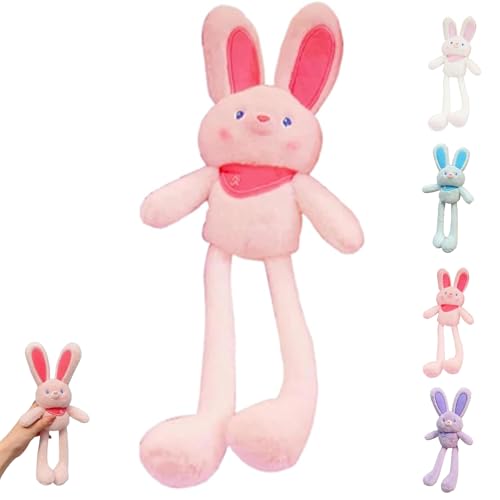 Generisch Pull up Rabbit Plush Toy, Easter Bunny Pull-up Toys, 12" Pull up Rabbit Pendant Bunny Keychain, Interactive Stretchy Design, Handmade Soft Bunny Keychain for Bags and Keys (pink) von Generisch