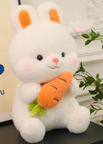 Generisch Puppe Kaninchen Spielzeug süße Karotte Kaninchen Puppe Mädchen schlafen Kissen süße Puppe Exquisite Volkskostümpuppe (White, 25cm) von Generisch