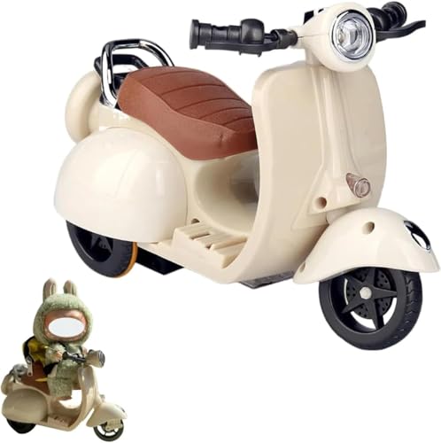 Generisch Puppe Zubehör Decor, Motorräd Scooter Spielzeug mit Licht und Musik, Drehspielzeug für, Niedliches Have a Seat Spielzeug, Decor Desktop Ornaments für Sammler (Beige) von Generisch