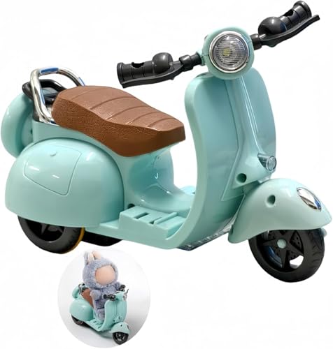 Generisch Puppe Zubehör Decor, Motorräd Scooter Spielzeug mit Licht und Musik, Drehspielzeug für, Niedliches Have a Seat Spielzeug, Decor Desktop Ornaments für Sammler (Blau) von Generisch