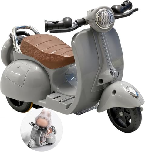 Generisch Puppe Zubehör Decor, Motorräd Scooter Spielzeug mit Licht und Musik, Drehspielzeug für, Niedliches Have a Seat Spielzeug, Decor Desktop Ornaments für Sammler (Grau) von Generisch