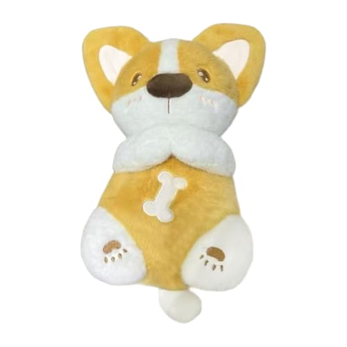 Generisch Puppenbett Corgi-Atemspielzeug, Angst-Atmungstiere, Schlaf, Corgi-Atmung mit musikalischen Lichtern und rhythmischen Atembewegungen Puppenbettwäsche (Yellow, A) von Generisch