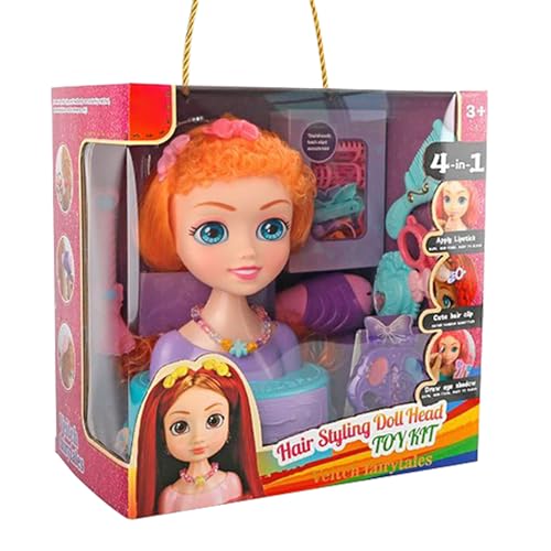 Generisch Puppenkopf für, Training Puppenkopf, | Schönheitssimulationsspiel Set | Wohnzimmerspielzeug mit Kosmetik und Friseurzubehör für kleine Mädchen Generisch Puppenkopf für, Training Puppenkopf, | Schönheitssimulationsspiel Set | Wohnzimmerspielzeug mit Kosmetik und Friseurzubehör für kleine Mädchen von Generisch