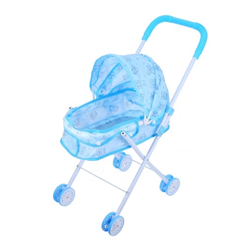 Generisch Puppenwagen Kind Gefälscht Mädchen Buggy Vorgeben Puppensachen Mikro-Layout-Ornament Zubehör Für Babypuppen Spielhauszubehör Sky-Blue Eisen von Generisch