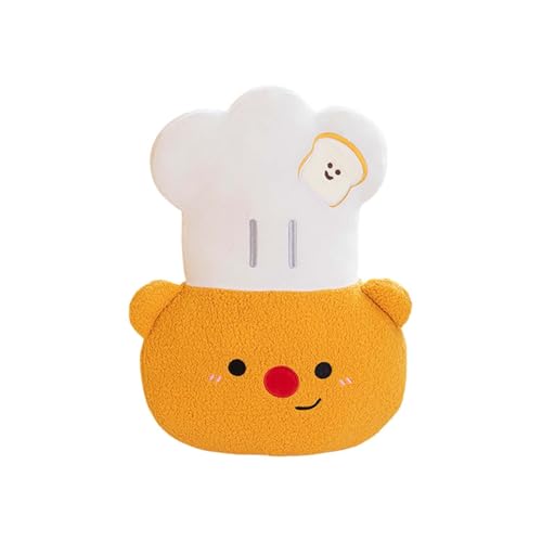 Generisch Puppenzubehör Set Entzückende Tierpuppe mit Kochmütze, Stofftier für Kinder, Jungen Mädchen, weich, kuschelig, Spielzimmer Bett Puppenbett (Orange, 45cm) von Generisch