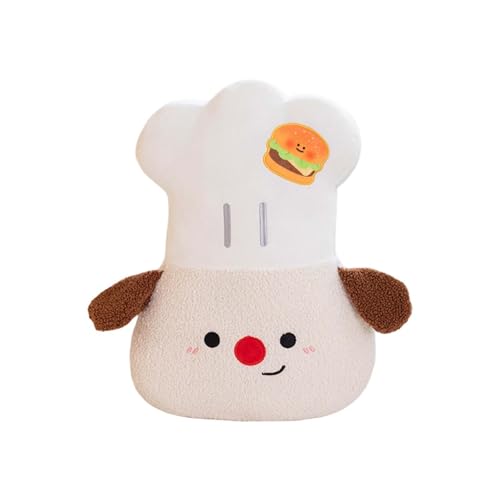 Generisch Puppenzubehör Set Entzückende Tierpuppe mit Kochmütze, Stofftier für Kinder, Jungen Mädchen, weich, kuschelig, Spielzimmer Bett Puppenbett (White, 45cm) von Generisch