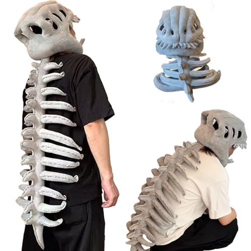 Generisch Realistic Dinosaur Skeleton Costume Set, Halloween/Cosplay Dinosaur Monster Skeleton Mask Suitable for Kids and Adults (L+S) von Generisch