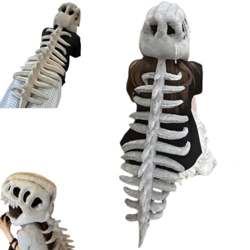 Generisch Realistic Dinosaur Skeleton Costume Set,Halloween Themed Skull Cosplay Props,3D Monster Mask Scary Plush Accessory von Generisch