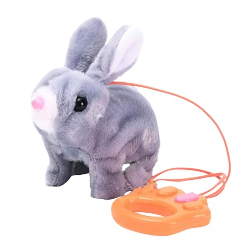 Generisch Realistisches Bunny Spielzeug mit Seil Bunte Ostern Entzückende Bunny Plüsch Tier Spielzeug Handgemachte interaktive Kaninchen Figuren mit Ohr Wiggling Sound Bewegungen für Kinder (D) von Generisch