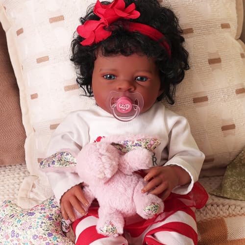 Generisch Reborn Baby Dolls Black Girl - 20 Inch Realistic Newborn with Caramel Skin Tone, Blue Eyes Soft Body Clothes Accessories Toy Gift Bag for Kids Age 3+ Generisch Reborn Baby Dolls Black Girl - 20 Inch Realistic Newborn with Caramel Skin Tone, Blue Eyes Soft Body Clothes Accessories Toy Gift Bag for Kids Age 3+ von Generisch