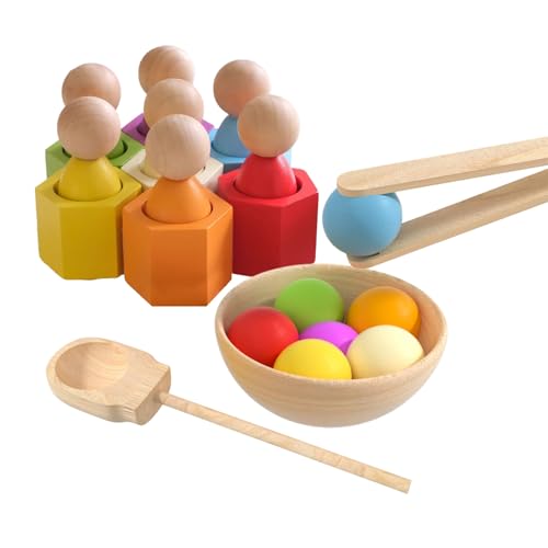Generisch Regenbogen Ballbecher Spielzeug,Regenbogen Becher Sortierspiel Vorschule | Motorik Transfer Aktivität Lernspielzeug Feinmotorik für Kindergarten Reisen Mädchen von Generisch